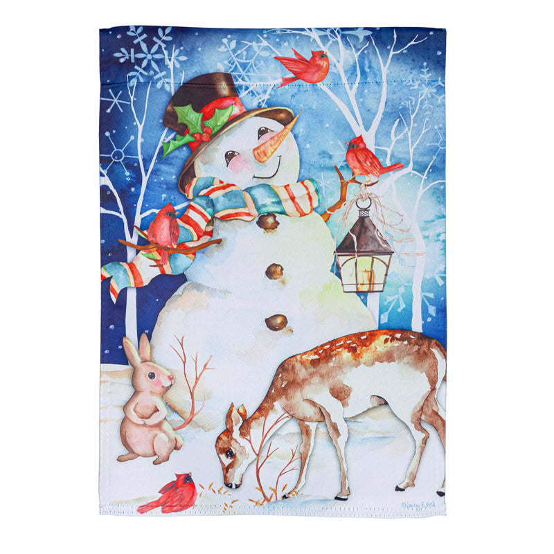 Sweet Snowman and Friends Suede Garden Flag,14s11121