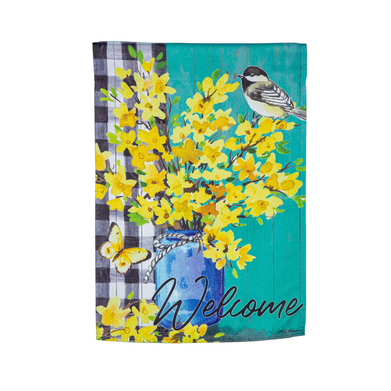 Spring Forsythia Suede Garden Flag,14s11242