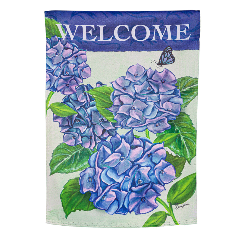 Welcome Garden Hydrangeas Suede Garden Flag,14s11248