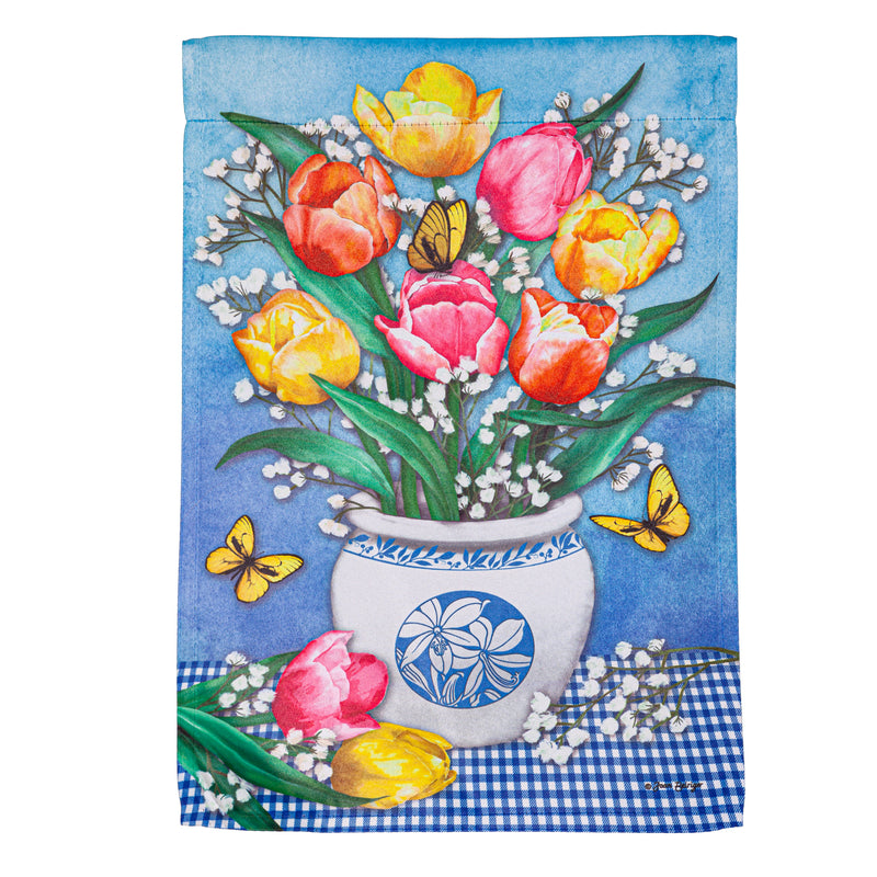 Butterflies and Tulips Suede Garden Flag,14s11279