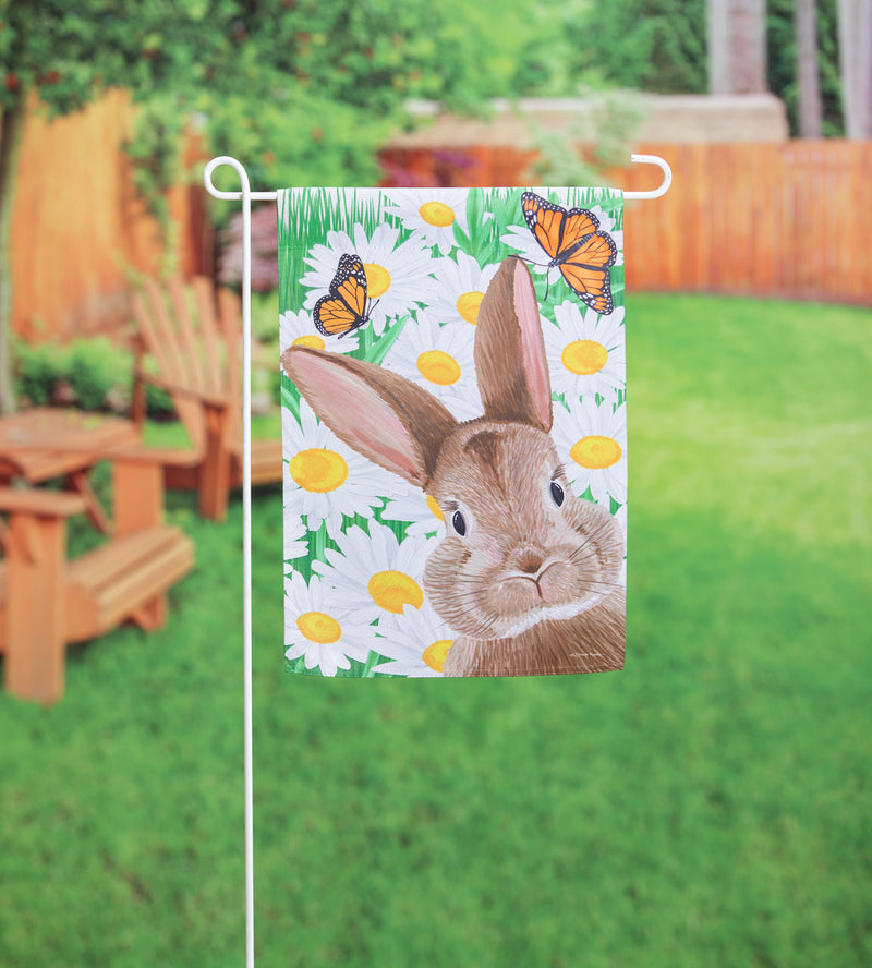 Evergreen Flag,Hello Bunny Suede Garden Flag,12.5x0.02x18 Inches