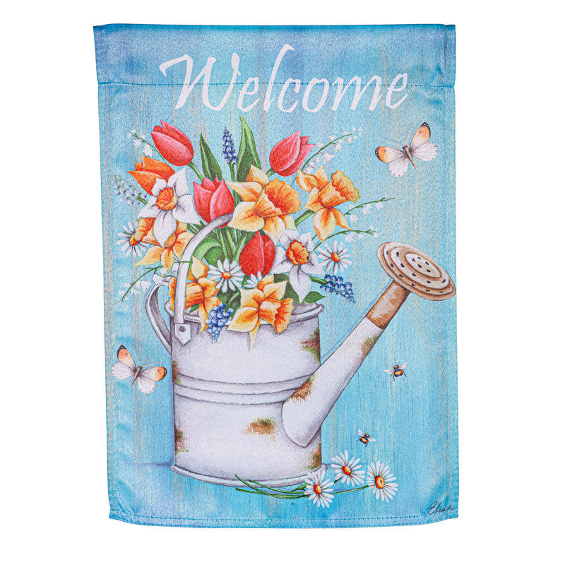 Welcome Flowers Suede Garden Flag,14s11332