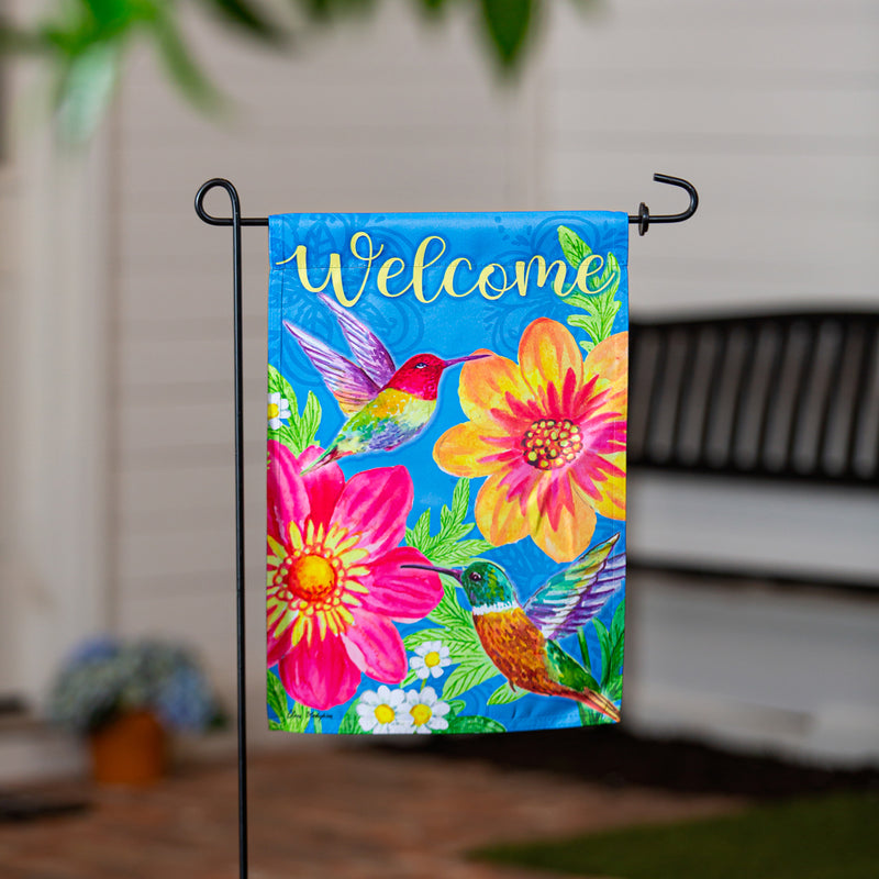 Colorful Hummingbird and Flowers Suede Garden Flag,14s11350