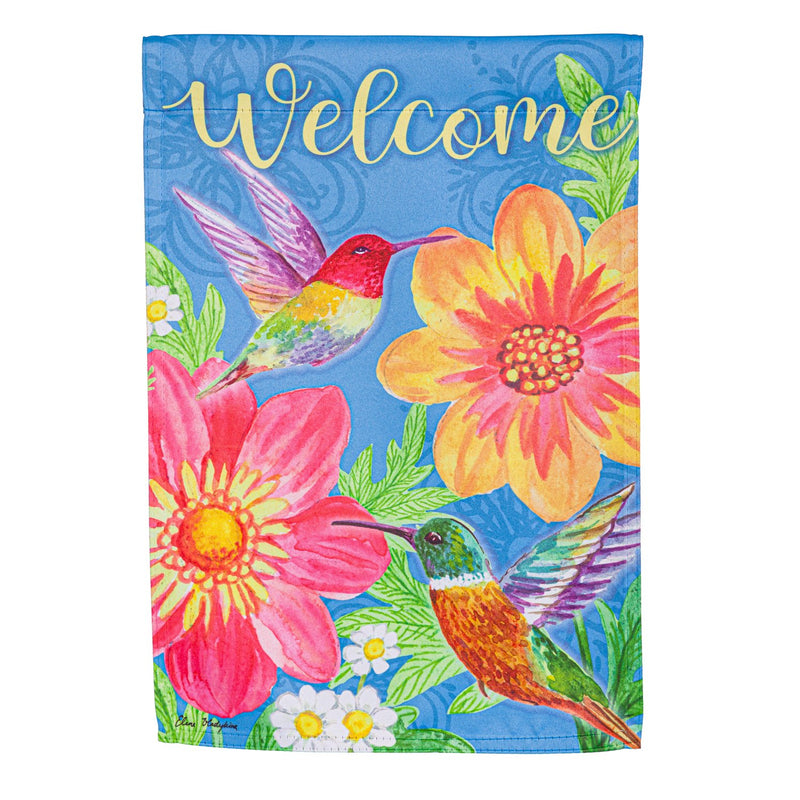 Colorful Hummingbird and Flowers Suede Garden Flag,14s11350