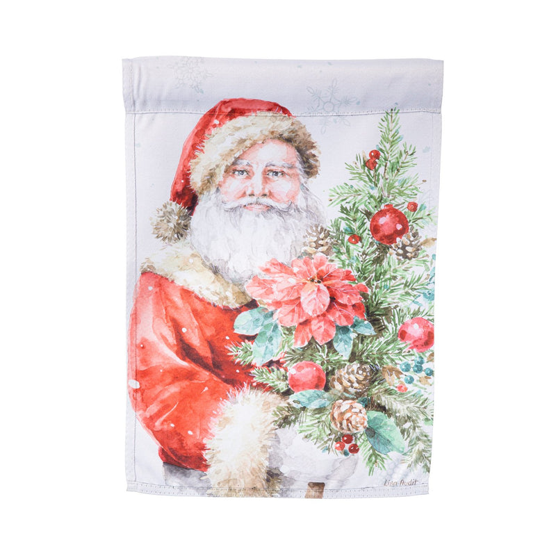 Santa and Christmas Tree Suede Garden Flag,14s11359