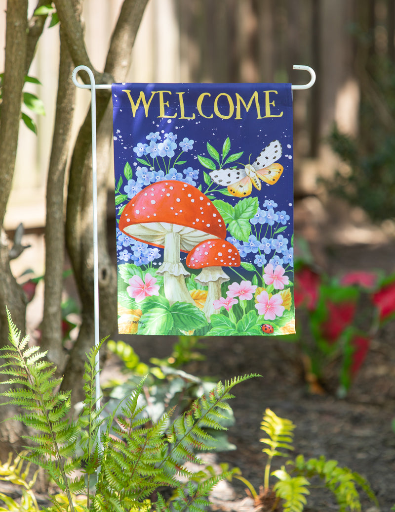 Welcome Mushroom Suede Garden Flag,14s11449