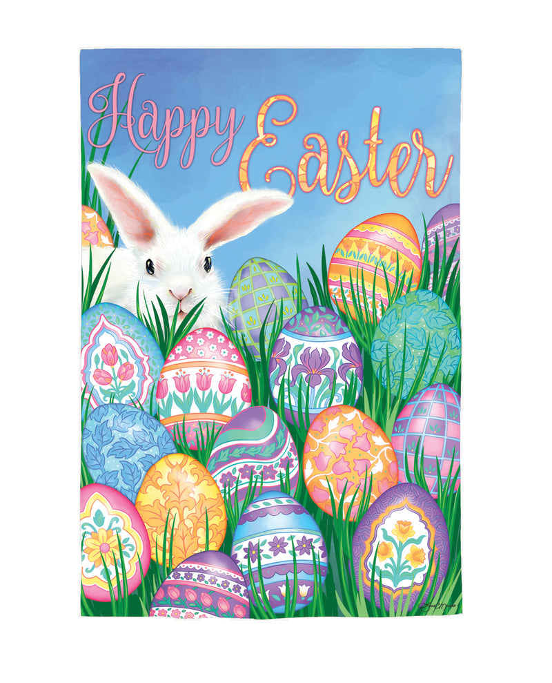 Happy Easter Multi Eggs Suede Garden Flag,14s11481