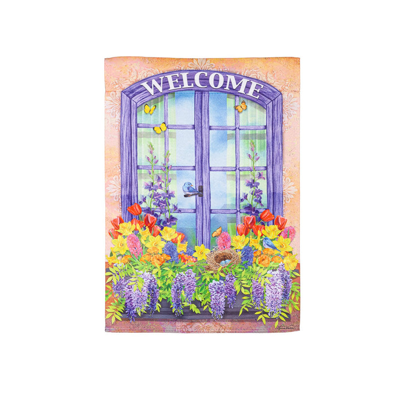 Welcome Floral Suede Garden Flag,14s11510