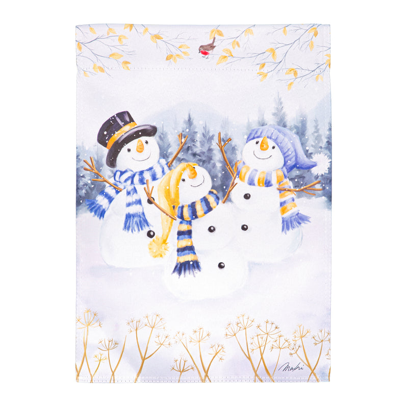 Happy Snowmen Trio Suede Garden Flag,14s12180