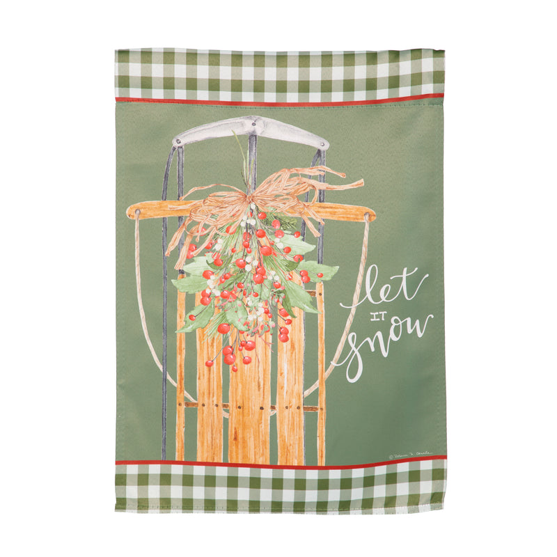 Let It Snow Sleigh Suede Garden Flag,14s12494