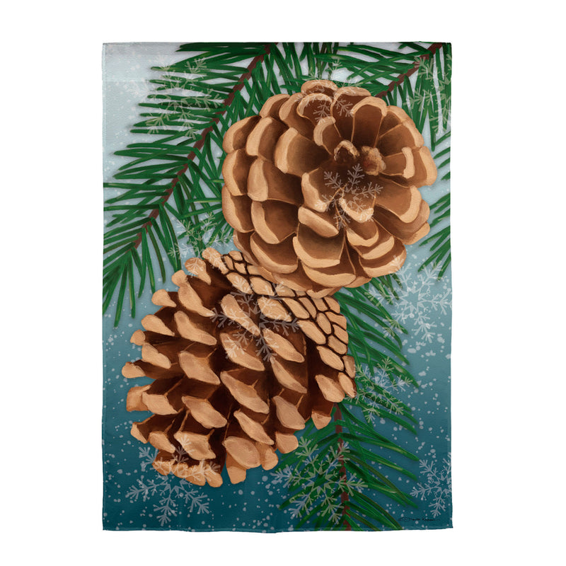 Winter Pine Cone Suede Garden Flag,14s12506