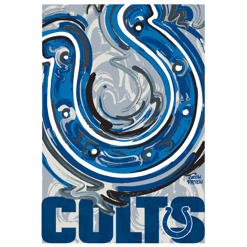 Evergreen Flag,Indianapolis Colts, Suede GDN, Justin Patten Logo,12.5x0.1x18 Inches