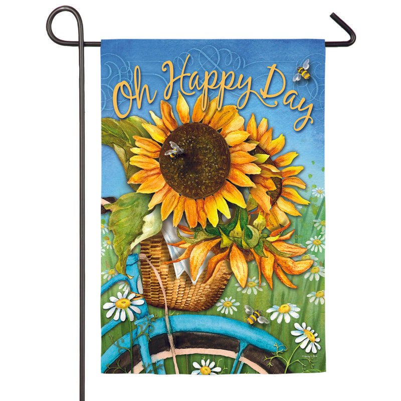 Evergreen Flag,Happy Day Sunflowers Garden Suede Flag,18x0.15x12.5 Inches