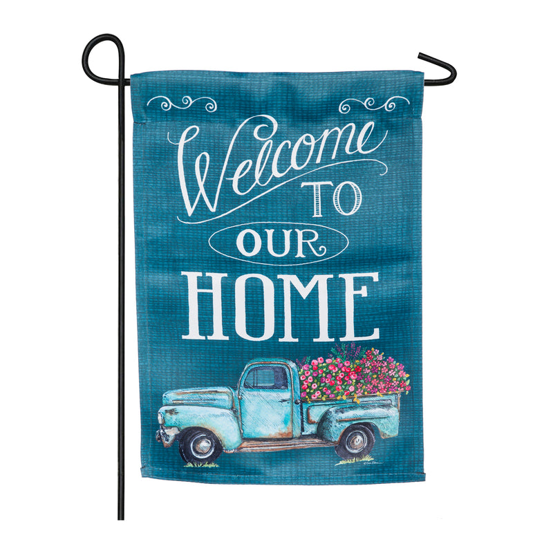 Floral Truck Welcome Garden Suede Flag,14s8397