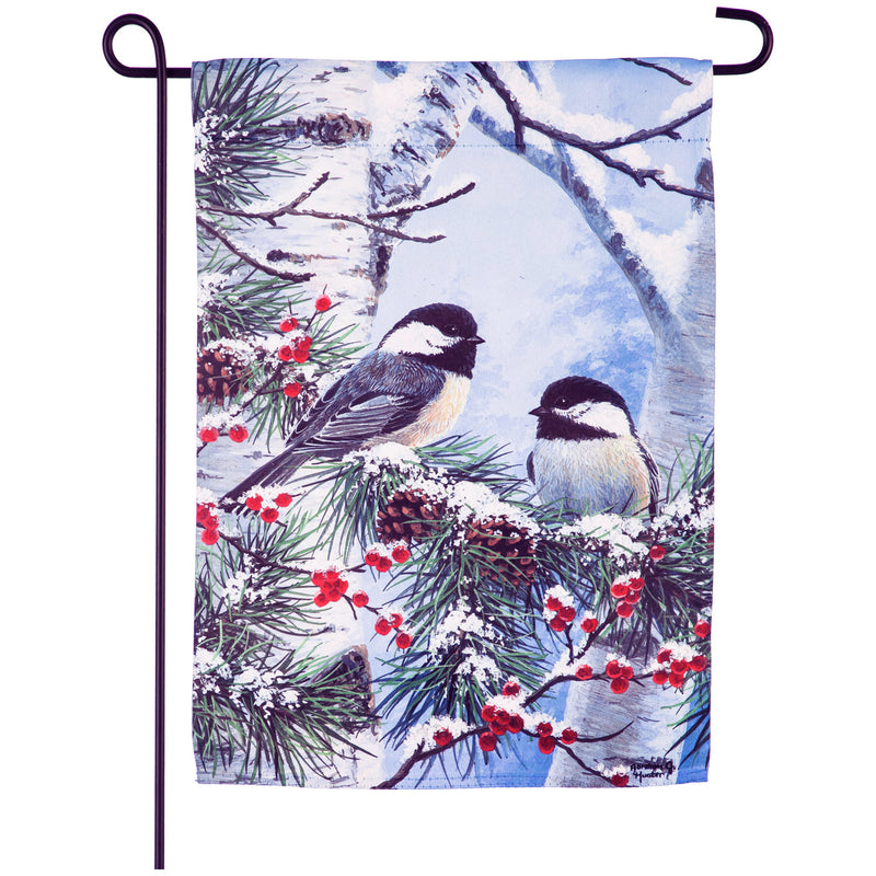 Winter Chickadee Friends Garden Suede Flag,14s9348