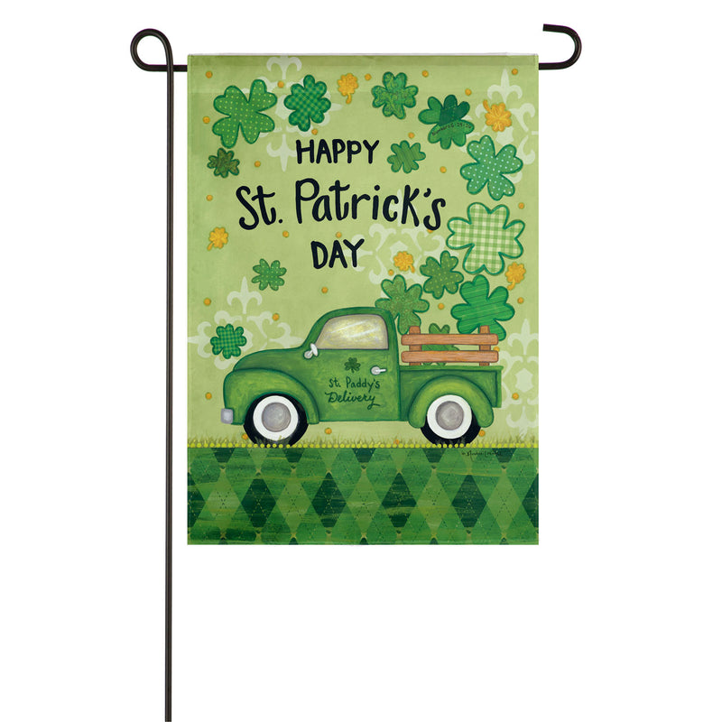 St. Patrick's Day Truck Garden Suede Flag,14s9537