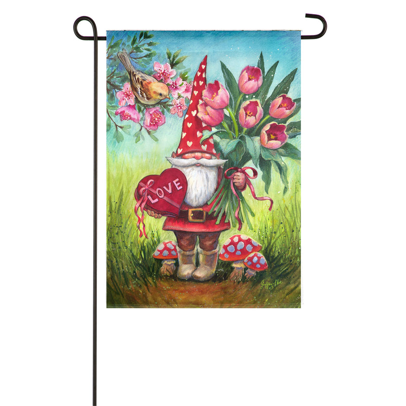 Evergreen Flag,Valentine's Gnome Garden Suede Flag,12.5x0.02x18 Inches