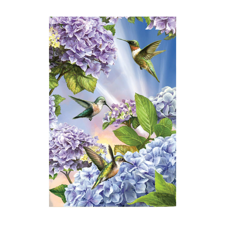 Hummingbirds and Hydrangeas Garden Suede Flag,14s9664