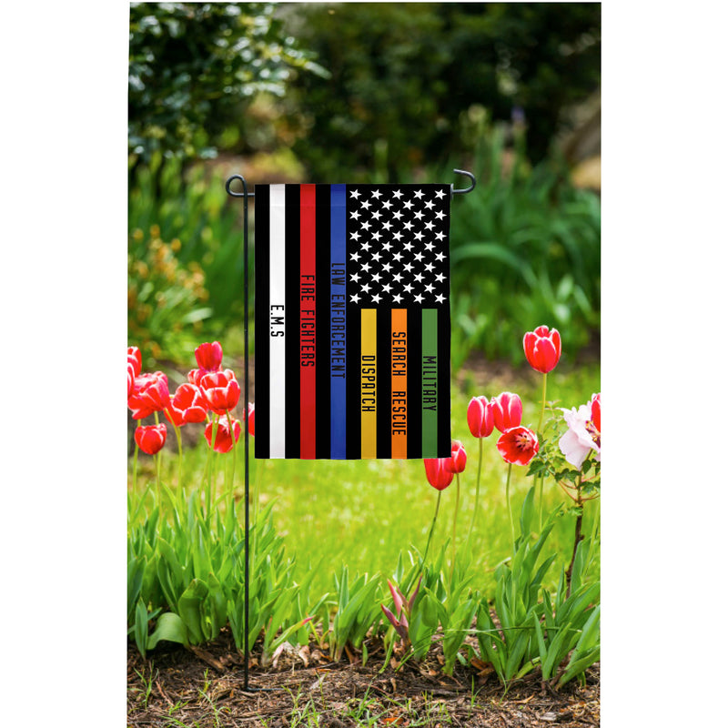 Evergreen Flag,Responders Thin Line Garden Suede Flag,12.5x18x0.02 Inches
