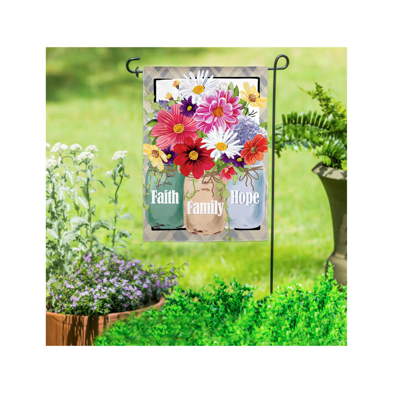 Faith Hope Love Mason Jars Garden Suede Flag,14s9801