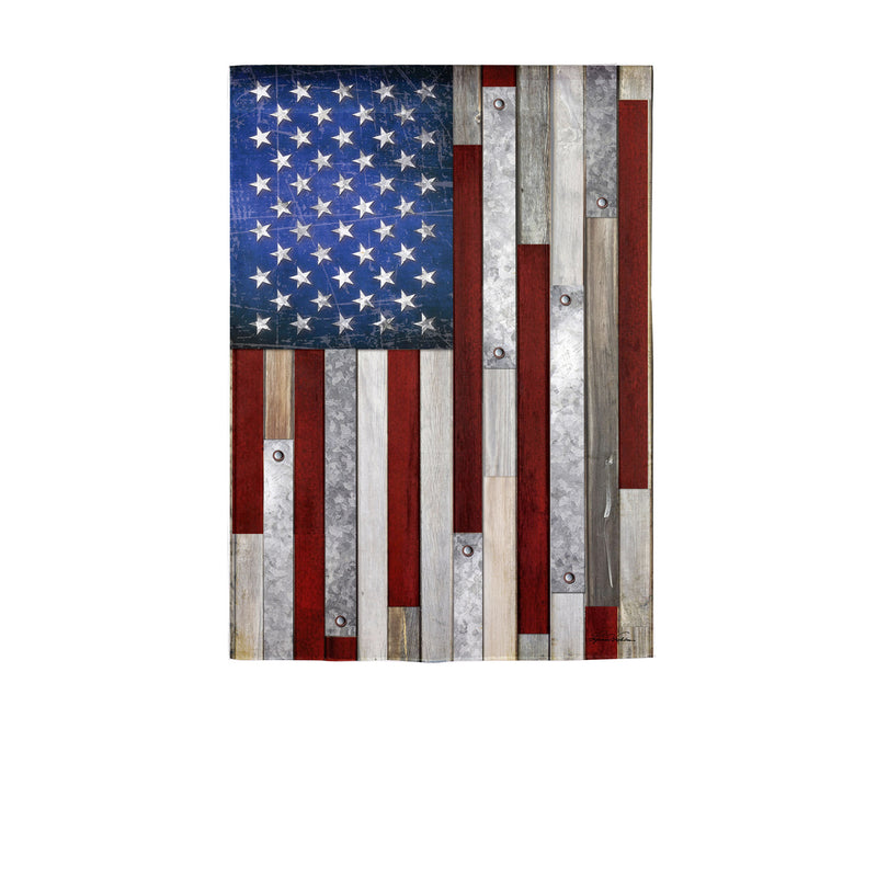 Wood Stripe American Flag Garden Suede Flag,14s9849