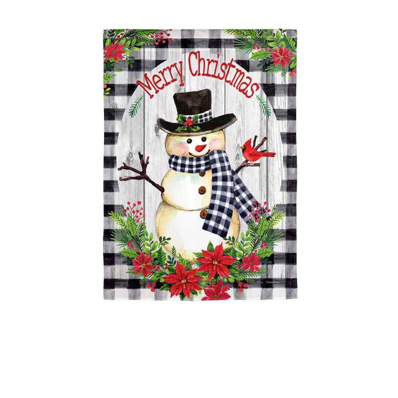 Country Plaid Snowman Garden Strié Flag,14t10057