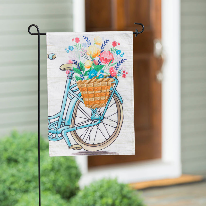 Bike Basket with Flowers Garden Strie Flag,14t10320