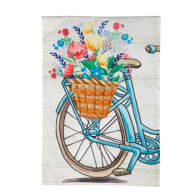 Bike Basket with Flowers Garden Strie Flag,14t10320