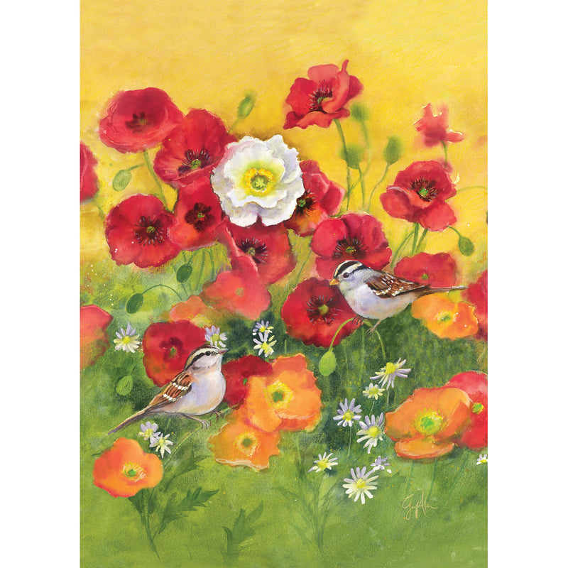 Poppy Fields Garden Waffle Flag,14w10340