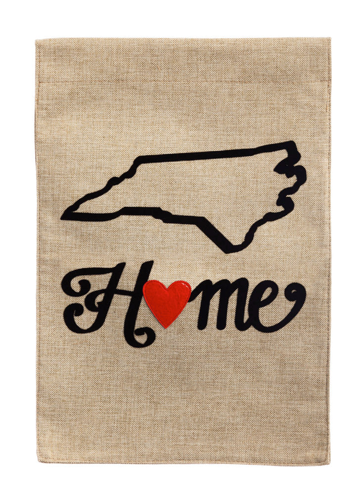 North Carolina State of My Heart Burlap Garden Flag,14b3840