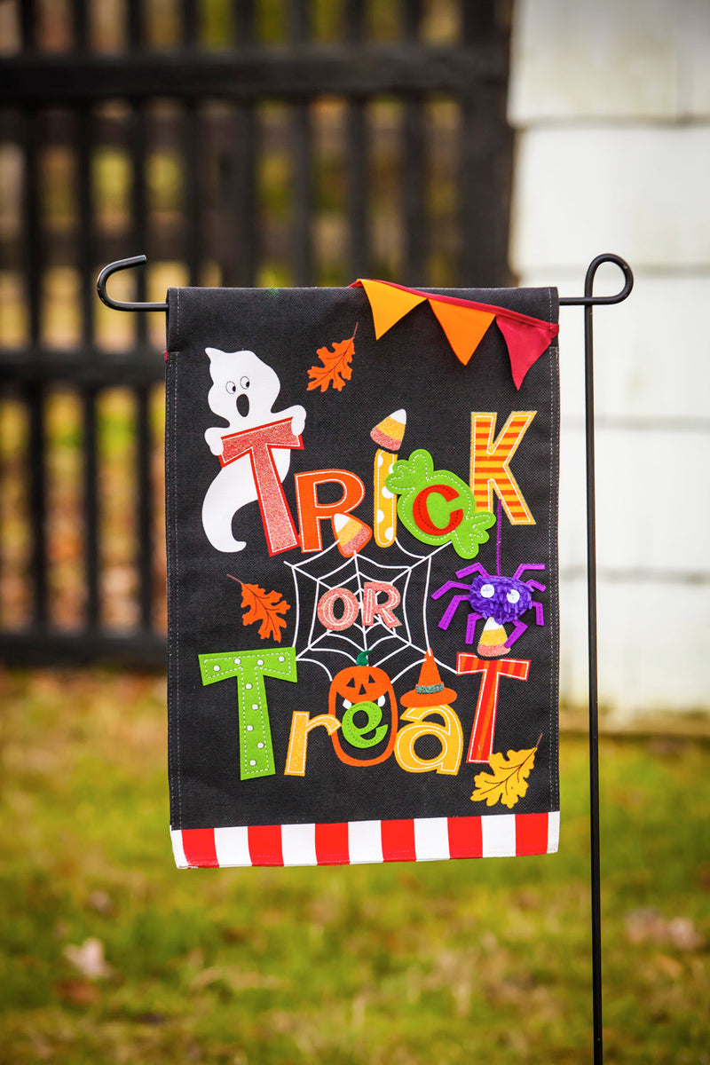 Trick or Treat Garden Burlap Flag,14b4559bl