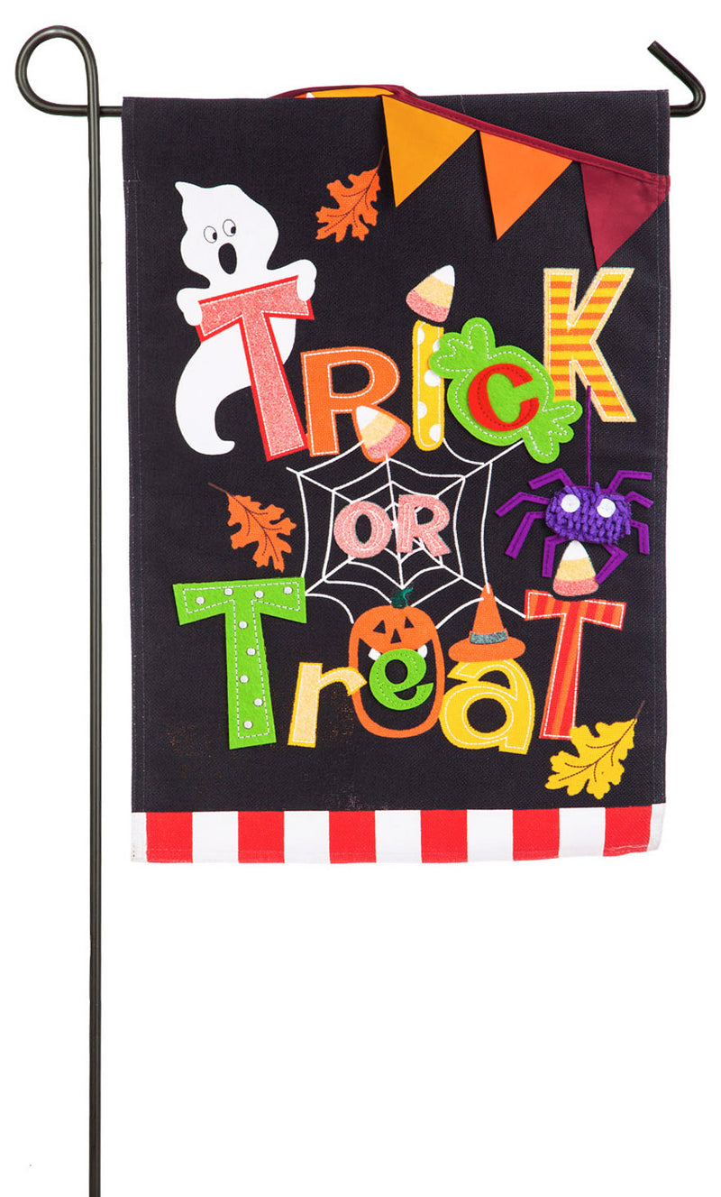 Trick or Treat Garden Burlap Flag,14b4559bl