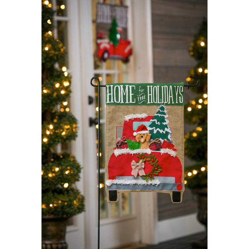 Home for the Holidays Garden Burlap Flag,14b8111bl