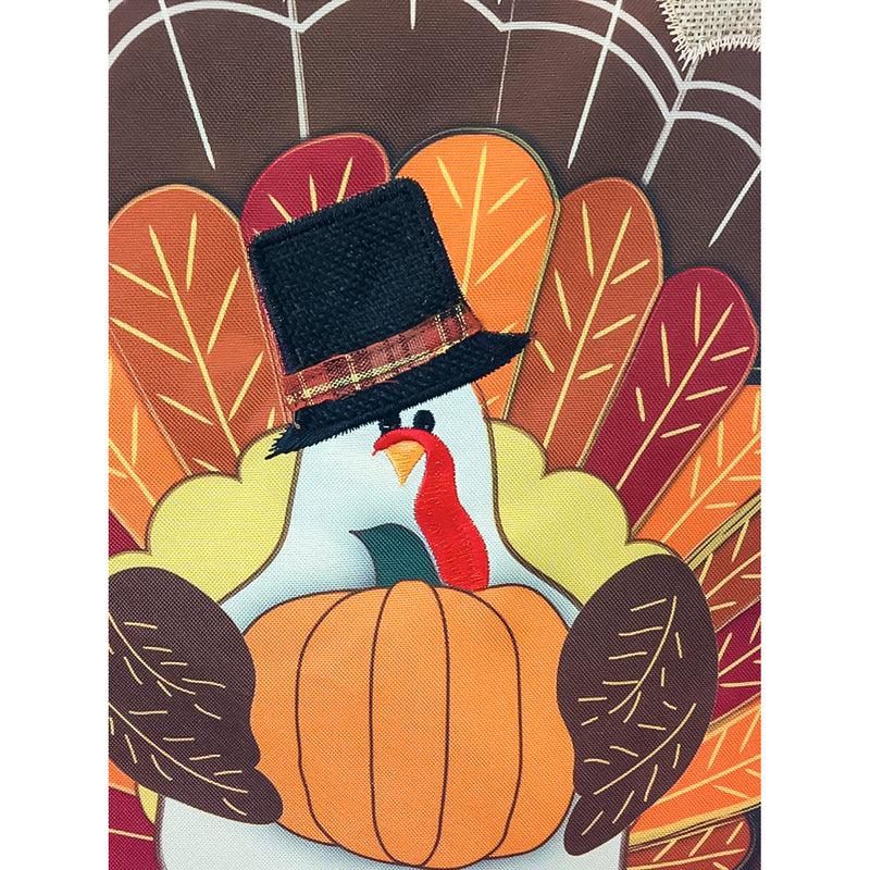 Thankful and Blessed Turkey Garden Burlap Flag,14b8315