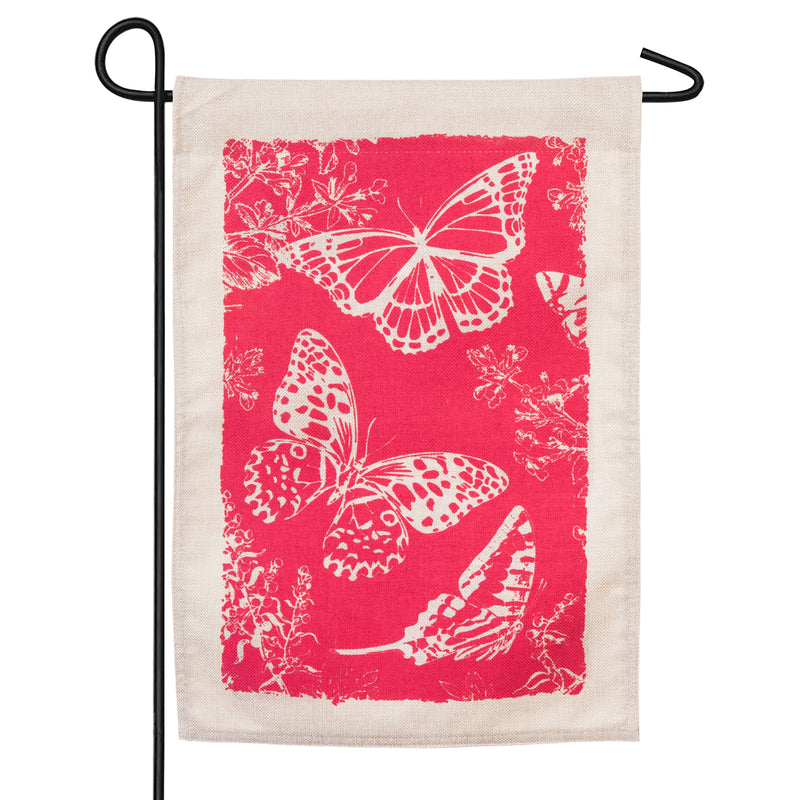 Bustling Butterflies Garden Burlap Flag,14b8370