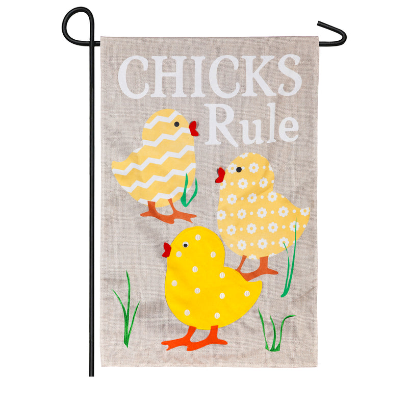 Chicks Rule Garden Burlap Flag,14b8400