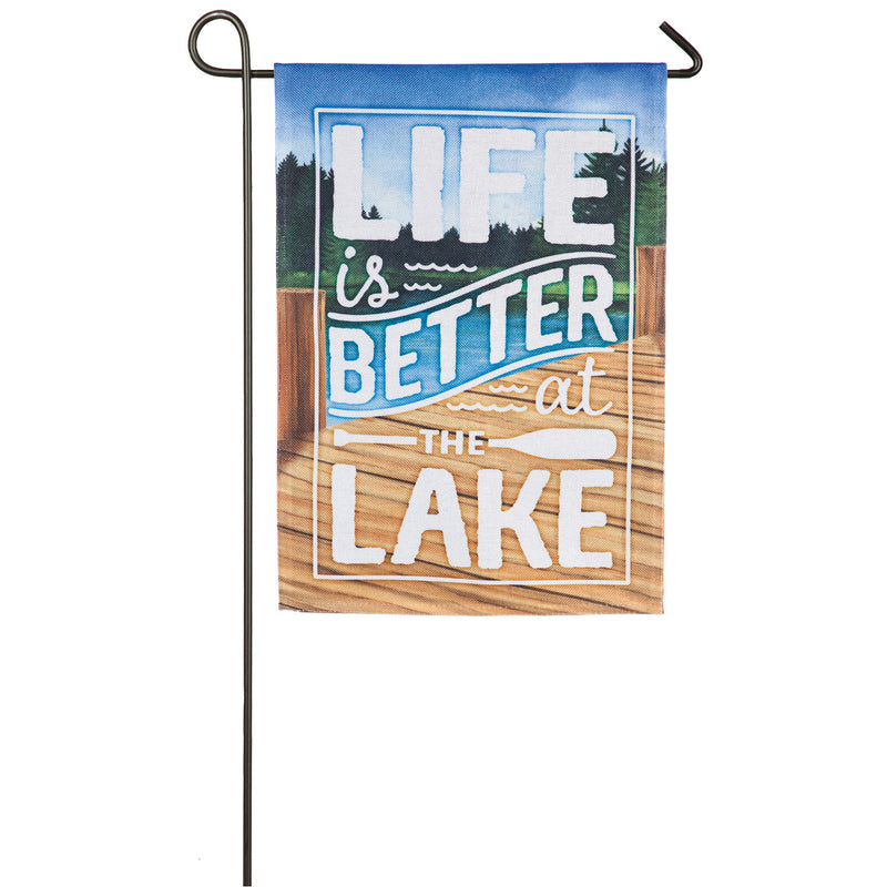 Evergreen Life is Better at the Lake Garden Burlap Flag, 18'' x 12.5'' inches