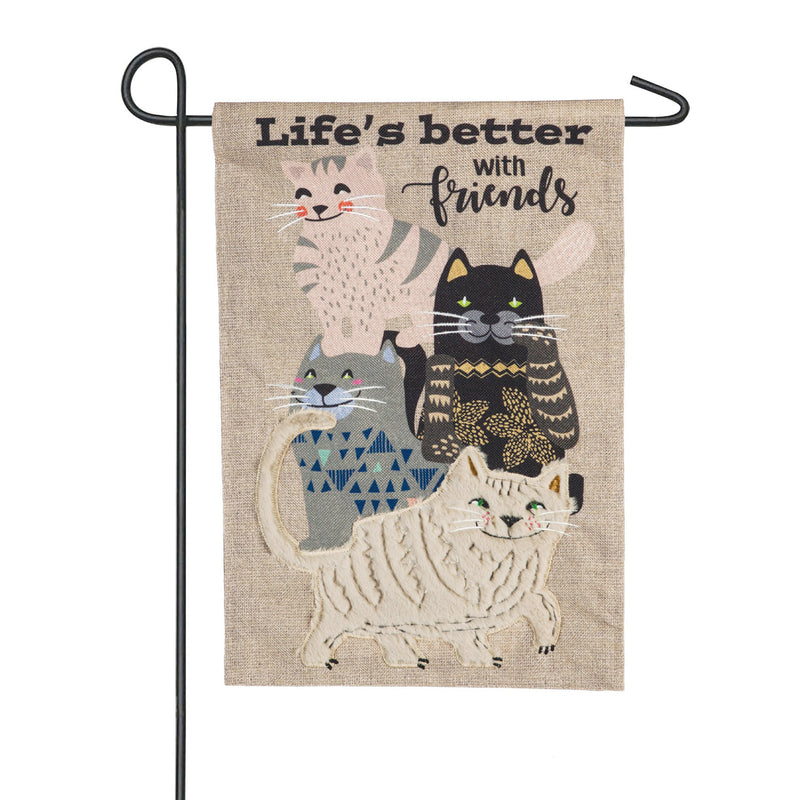 Life's Better with Cat Friends Garden Burlap Flag,14b8925