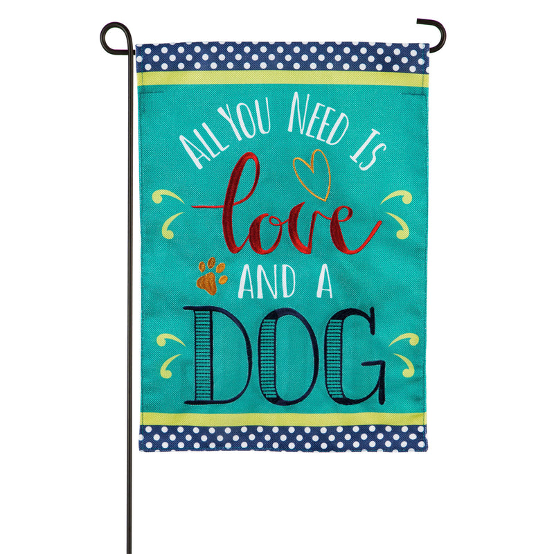 All You Need is Love and a Dog Garden Burlap Flag,14b9486