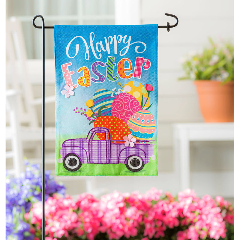 Easter Plaid Truck Garden Burlap Flag,14b9545