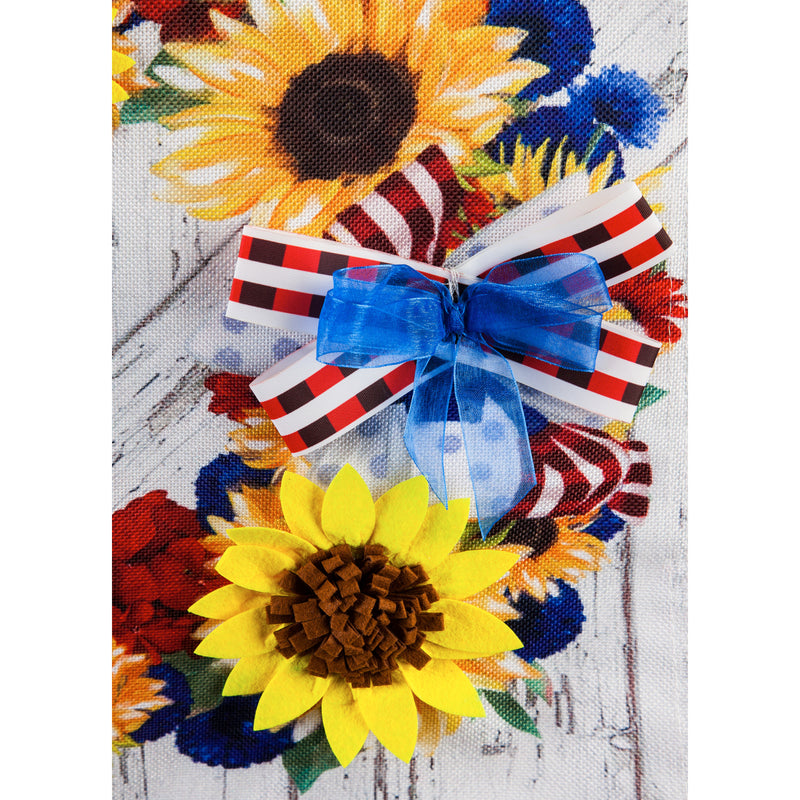 Americana Floral Wreath Garden Burlap Flag,14b9858