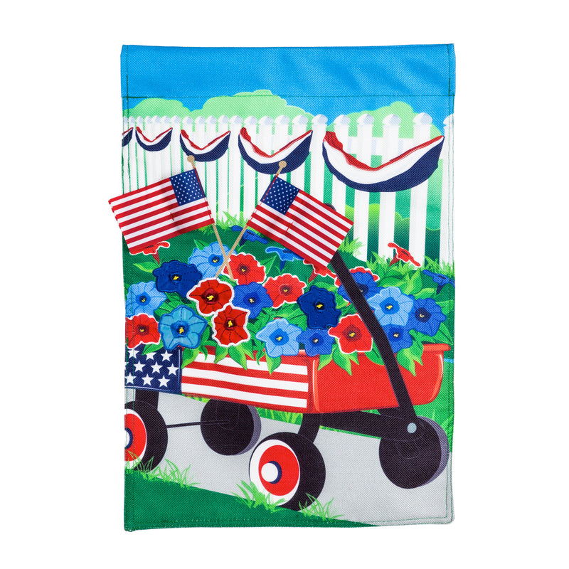 Stars and Stripes Wagon Garden Burlap Flag,14b9870