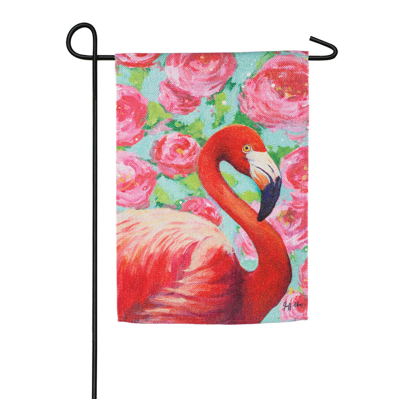 Floral Flamingo Garden Textured Suede Flag,14es9151