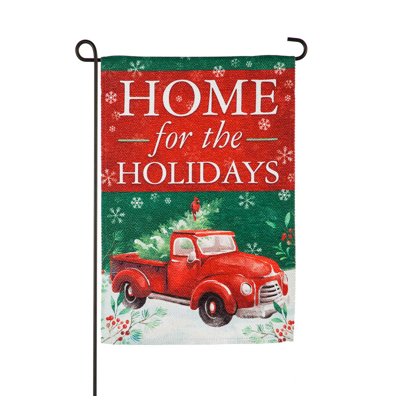 Christmas Heritage Red Truck Garden Textured Suede Flag,14es9356