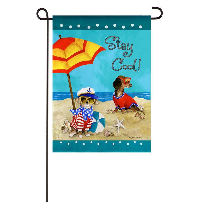 Stay Cool Pups Garden Textured Suede Flag,14es9530