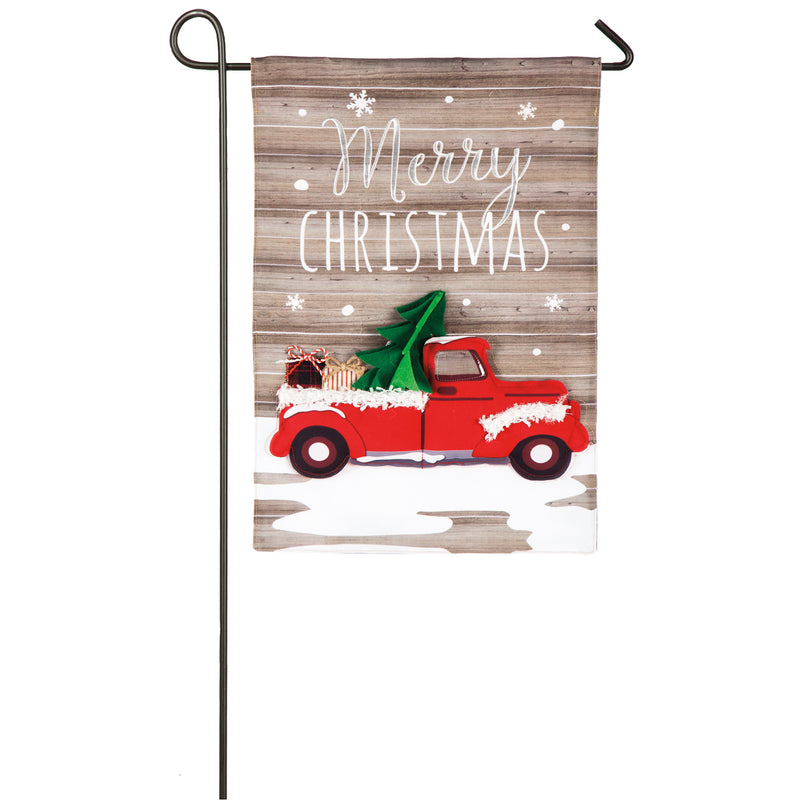 Vintage Christmas Truck Garden Linen Flag,14l8323