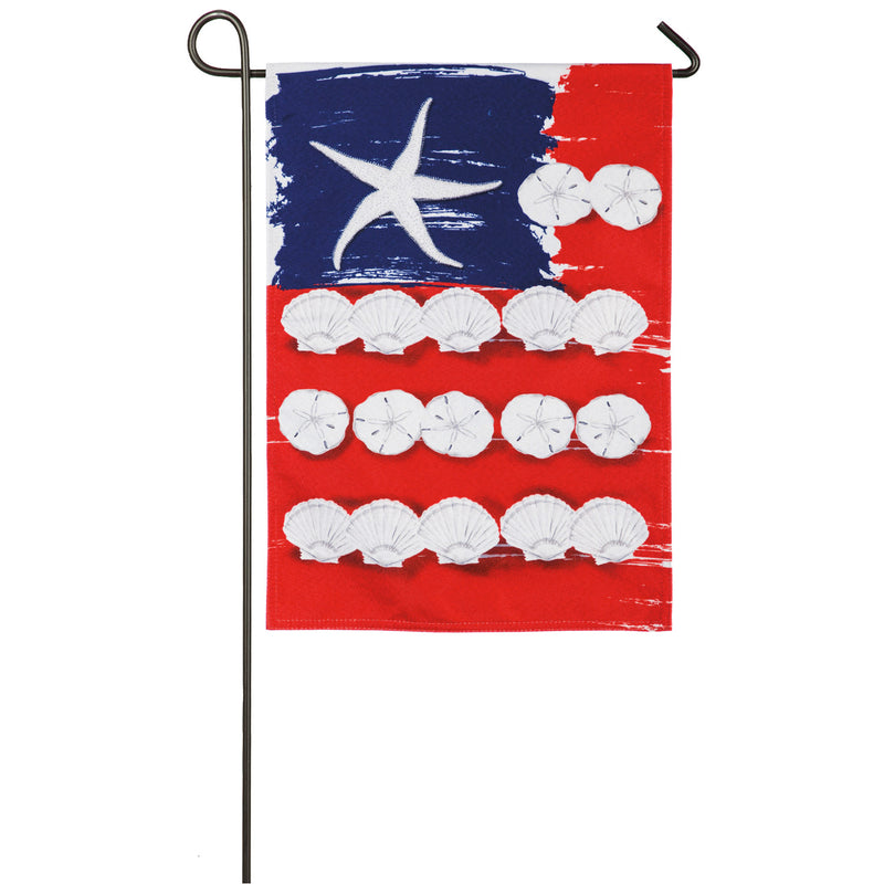 Patriotic Seashells Garden Linen Flag,14l8508