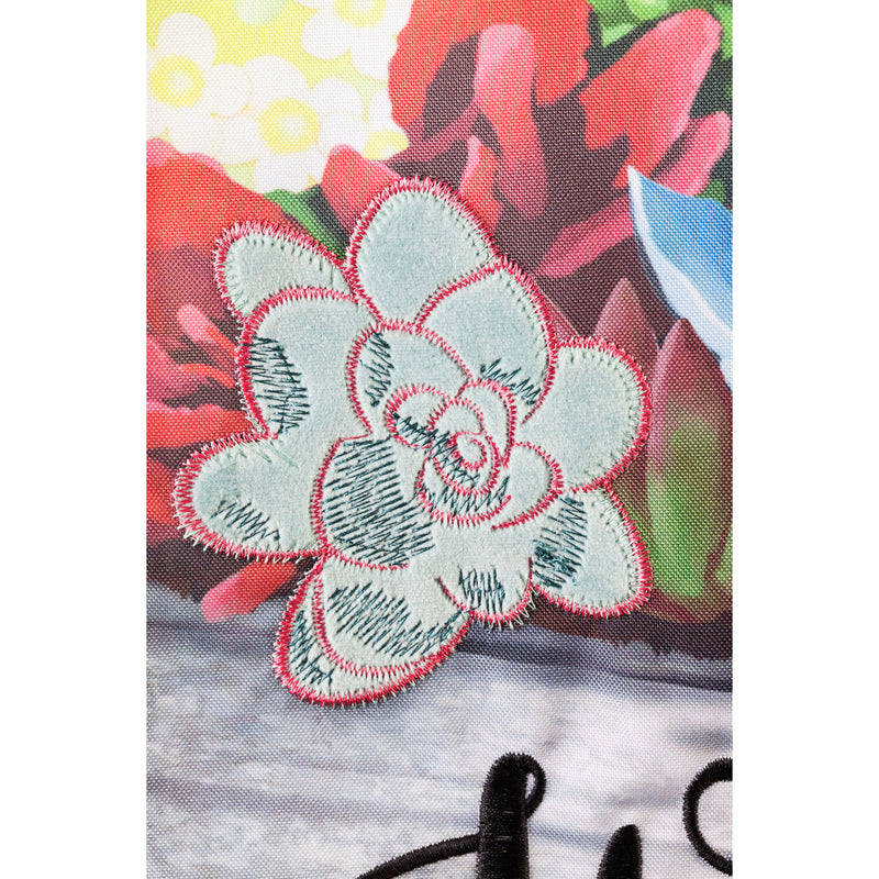 Galvanized Wagon with Succulents Garden Linen Flag,14l8897bl