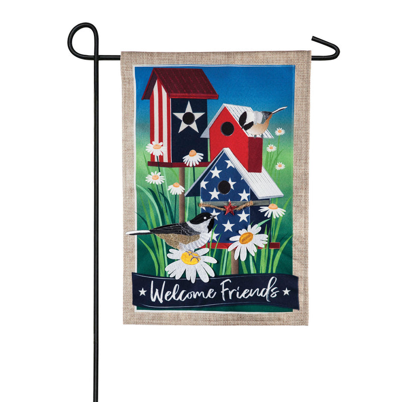 Patriotic Birdhouses Garden Burlap Flag,14l9146