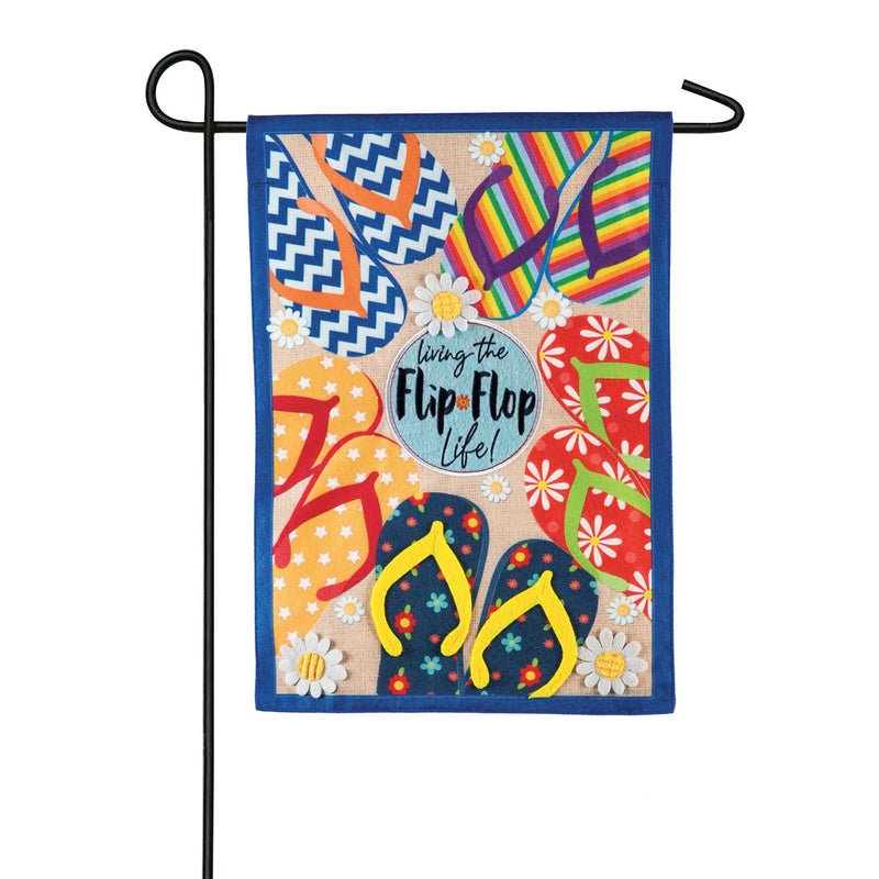 Evergreen Flip Flop Life Garden Linen Flag, 18'' x 12.5'' inches